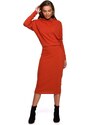 STYLOVE S245 Pletené šaty s límečkem - červené