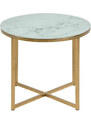 Scandi Bílý mramorový konferenční stolek Venice 50 cm se zlatou podnoží