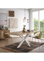 Dubový jídelní stůl Kave Home Argo 200 x 100 cm s bílou kovovou podnoží