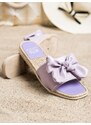 Shelvt SMALL SWAN ECO LEATHER FLIP-FLOPS WITH BOW