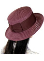 KRUMLOVANKA Letní dámský klobouk 18158 vínový