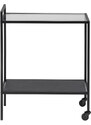 Scandi Černý kuchyňský vozík Darila 60 cm se skleněnou deskou