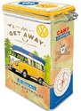 NOSTALGIC-ART Retro Dóza plechová s klipem VW Let´s Get Away 1,3 l