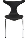 ​​​​​Dan-Form Černá kožená jídelní židle DAN-FORM Dolphin s chromovanou podnoží