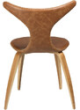 ​​​​​Dan-Form Hnědá kožená jídelní židle DAN-FORM Dolphin s dubovou podnoží