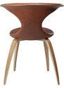 ​​​​​Dan-Form Hnědá kožená jídelní židle s dubovou podnoží DAN-FORM Flair
