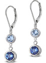 Jewellis ČR Jewellis Ocelové visací náušnice s krystaly Rivoli Swarovski - Light Sapphire/Sapphire