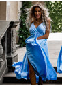 Erikafashion Světle modré dlouhé lesklé šaty PERFECTLY