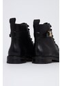 Kožené kotníkové boty Lauren Ralph Lauren Elridge dámské, černá barva, na plochém podpatku, 802838413001