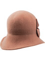 Dámský pletený plstěný klobouk s mašlí TONAK / Vlna / černá, šedá, šedohnědá