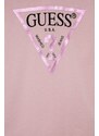 Dětská bavlněná mikina Guess růžová barva, s potiskem