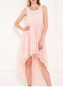 GLAM&GLAMADISE Letní šifonové šaty růžové asymetrické