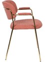 White Label Růžová látková jídelní židle WLL Jolien s područkami