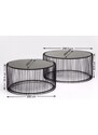 Kare Design Set dvou černých kovových konferenčních stolků Wire 69,5/60 cm