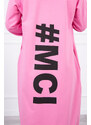 MladaModa Kardigán s kapucí a s velkým nápisem #MCI na zádech jasný růžový