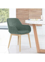 Zelená látková jídelní židle Kave Home Konna s dřevěnou podnoží
