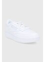 Kožené boty Reebok Classic Club C bílá barva, na plochém podpatku, GW0854.100006321
