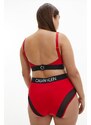 Červený spodní díl plavek High Waist Bikini Calvin Klein Underwear - Dámské