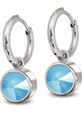 Jewellis ČR Jewellis ocelové náušnice kruhy Pastel Rivoli s krystaly Swarovski - Summer Blue