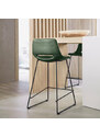 Zelená koženková barová židle Kave Home Zahara 65 cm