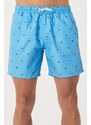 AC&Co / Altınyıldız Classics Men's Blue Standard Fit Casual Patterned Swimwear Marine Shorts