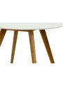 Matně bílý lakovaný dřevěný jídelní stůl Tenzo Bess 110 cm s dubovou podnoží