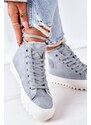 Big Star Shoes Women's Leather Warm Sneakers Big Star EE274115 Light Blue