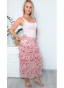 Květovaná šifónová midi sukně s volány Baila Pink