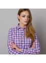 Willsoor Dámská košile s růžovo-modrým kostkovaným vzorem 12699