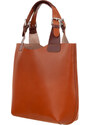 Kožená shopper bag kabelka L Artigiano 846 MN camel / hnědá