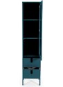 Matně petrolejově modrá lakovaná vitrína Tenzo Uno 178 x 40 cm