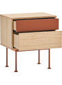 Cihlově červený dubový noční stolek Teulat Yoko 52 x 35 cm