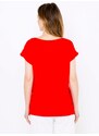 Červené květované tričko CAMAIEU - Dámské