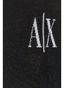 Vlněný svetr Armani Exchange pánský, černá barva, lehký