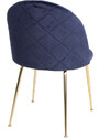 Nordic Living Modrá sametová jídelní židle Anneke se zlatou podnoží