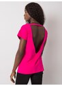 BASIC FEEL GOOD Růžové tričko s výstřihem na zádech -fuchsia Tmavě růžová