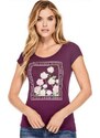 GUESS tričko Lily Floral Graphic Tee purple S Fialová