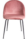 Nordic Living Růžová sametová jídelní židle Anneke s černou podnoží