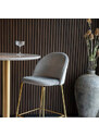 Nordic Living Šedá sametová barová židle Anneke se zlatou podnoží 76 cm