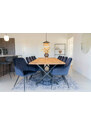 Nordic Living Tmavě modrá sametová jídelní židle Malvik
