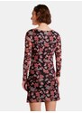 Růžovo-černé dámské květované pouzdrové šaty Desigual Roma - Dámské