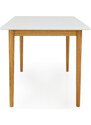 Bílý lakovaný jídelní stůl Tenzo Svea 140 x 80 cm s dubovou podnoží