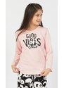 Vienetta Kids Dětské pyžamo dlouhé Good vibes only - světle růžová