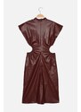 Trendyol Claret Red Cut Out Detailed Stand Collar Dress