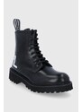 Kožené workery Karl Lagerfeld Troupe dámské, černá barva, na plochém podpatku
