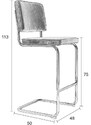 Šedá manšestrová barová židle ZUIVER RIDGE RIB 75 cm
