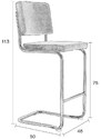Šedá manšestrová barová židle ZUIVER RIDGE KINK RIB 75 cm