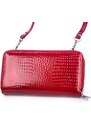 Jennifer Jones Velká dámská kožená peněženka s popruhem přes rameno červená 52762