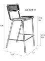 Černá ratanová barová židle ZUIVER JORT 77,5 cm