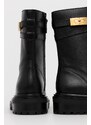 Kožené kotníkové boty Tory Burch dámské, černá barva, na platformě